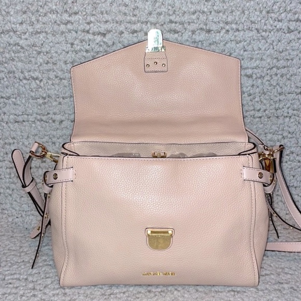 Michael Kors Bristol Studded Leather Satchel Crossbody Purse Shoulder Bag Pink - Picture 13 of 16